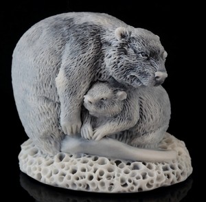 Castor Con Bebe Piedra De Marmol Estatuilla Escultura Estatua Arte Ruso En Miniatura 2 Ebay