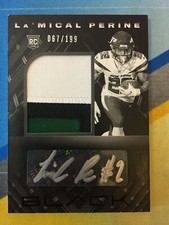 2020 Panini Black Football LA'MICAL PERINE Silver Ink Rookie Patch Auto #67/199