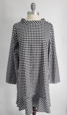 J. CREW Black Gingham Shift Dress Size Small Decor Buttons
