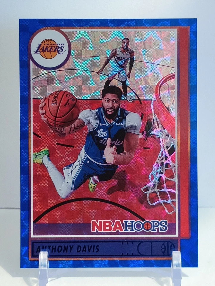 2021-22 Panini Hoops Basketball #146 Anthony Davis Hyper Blue Parallel LA Lakers - Image 2 of 3