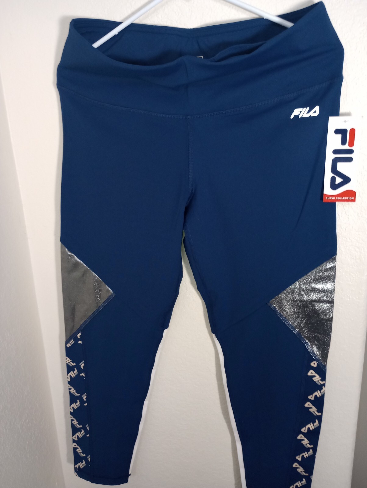 Leggings Fila Donna Plus Tg 1X Collezione Curva Estate Blu Argento Activewear