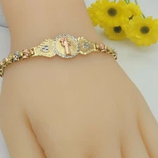 Tri Color Gold Plated Saint Benedict Bracelet. Pulsera San Benito Oro Laminado