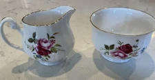 Royal Adderley England Fine Bone China Floral Mini Creamer and Open Sugar Set