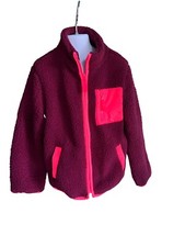Cat and Jack Red Fleece Zip Up Jacket with Pockets Kids Girls Youth Sz XS 4/5