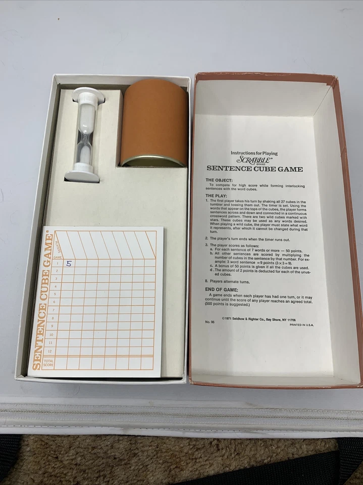 Scrabble Sentence Cube Game 1983 Vintage Selchow & Righter Co. Complete - Image 3 of 4