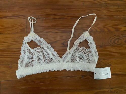 Women's Lace Bra Hollow Out Open Bralette Nightwear Lingerie, M , Ivory