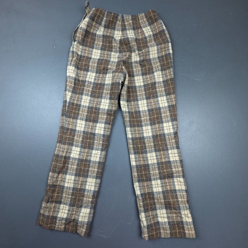 Girls Plaid Wool Pants Size 10 Brown Beige Checkered Warm Winter Retro Classic - Picture 9 of 10