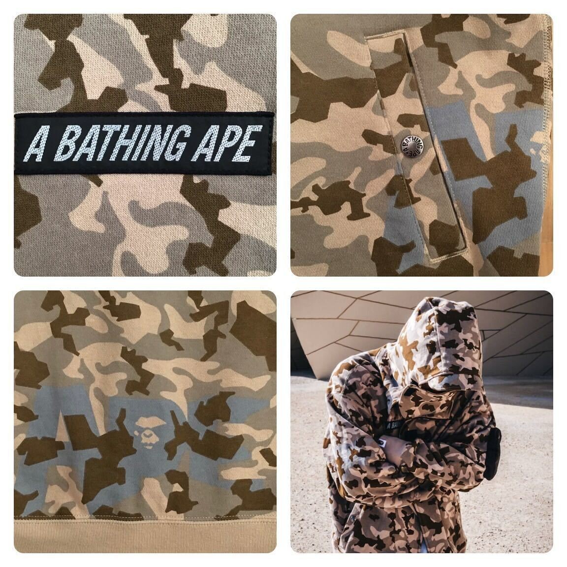 BAPE SAND CAMO MILITARY RELAXED FIT FULL ZIP MASK HOODIE A BAPE SAND CAMO MILITARY RELAXED FIT FULL ZIP MASK HOODIE A