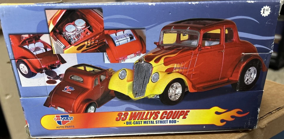First Gear CarQuest Auto Parts 33 Willys Coupe Die Cast Metal Street Rod Red - Image 4 of 4