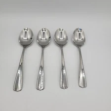 Oneida Gala Impulse 4 Soup Spoons Stainless Steel USA Glossy Flatware Vintage