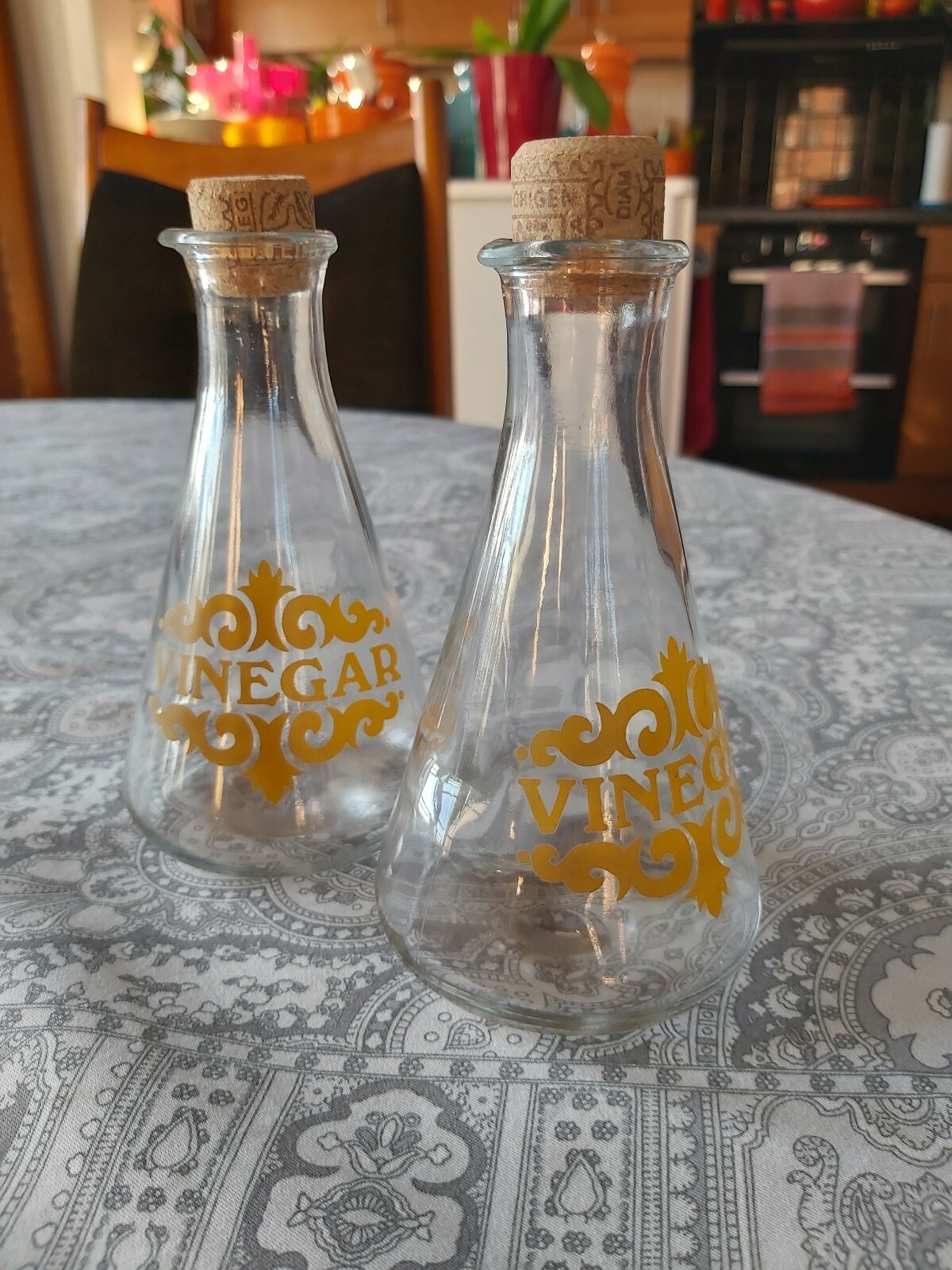 2 x Vintage Retro Glass Vinegar Bottles eBay