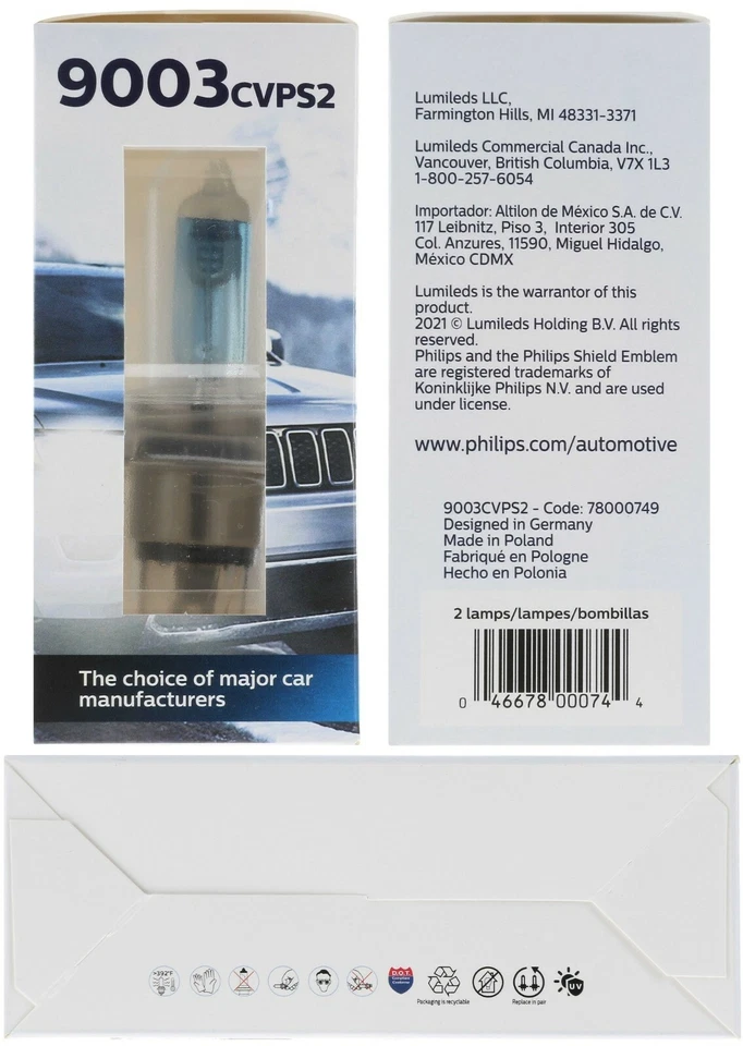 Philips Crystal Vision Platinum 9003 H4 60/55W Two Bulbs Head Light Dual Beam EO - Image 4 of 4