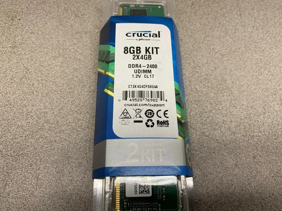 NEW MICRON CRUCIAL 8GB 2X4GB KIT MEMORY DDR4-2400 - Image 2 of 3