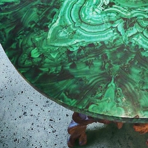 Green Marble Round Coffee Dining Table Top Malachite Random Inlay Stone Home Dec - Picture 3 of 11