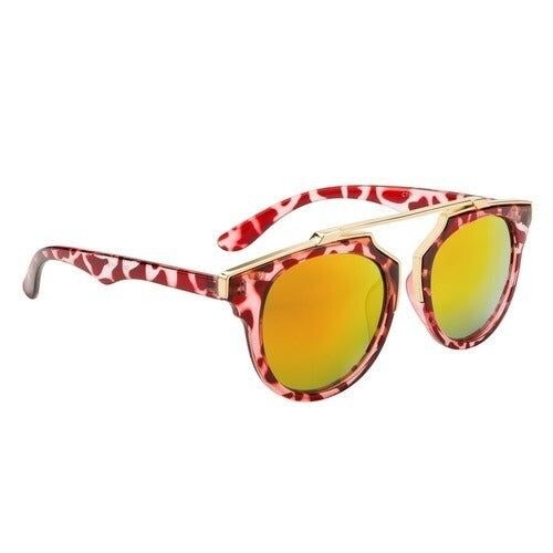 Downtown Pink Animal Print Frame with Multi-Color Lens Retro Sunglasses - Picture 1 of 1