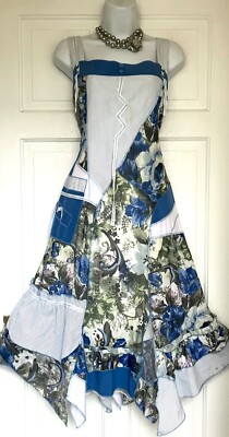JOE BROWNS AUSGEFALLENES & EINZIGARTIGES PATCHWORK TASCHENTUCHSAUM PARTYKLEID GRÖSSE 16