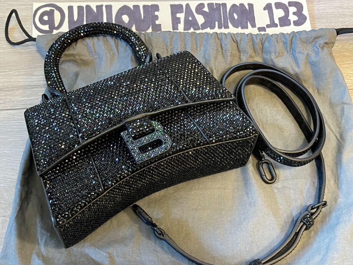 Balenciaga Hourglass XS Handbag With Rhinestones in Jet Balenciaga Hourglass XS Handbag With Rhinestones in Jet