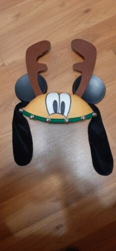 Disney Parks Pluto Antlers Mickey Ears Hat Adult Size Sherpa Brown Holiday 102030.jpg main image 3