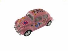 2.5" Kinsmart 1967 VW Beetle Pastel Decal Diecast Model Toy Car 1:64 Pink