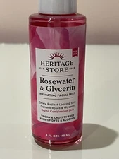 NEW Heritage Store ROSEWATER & GLYCERIN Hydrating Facial MIST 4oz 118ml