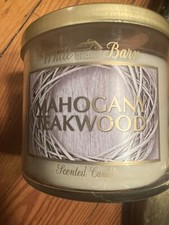 Bath Body Works White Barn MAHOGANY TEAKWOOD 3 Wick Candle 14.5 Oz.