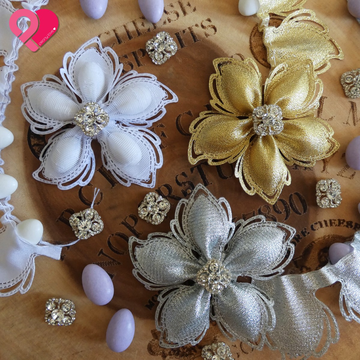 Flower Petal Pull Bow Ribbon Pouch Jordan Almond Holder Baby