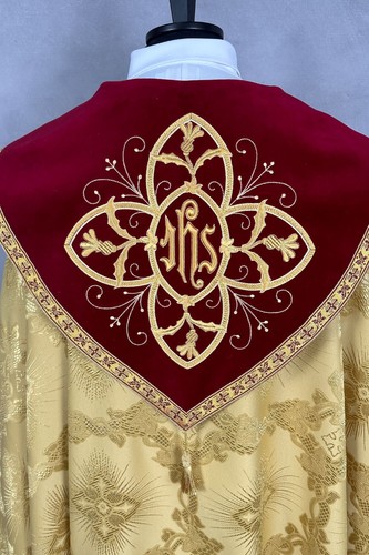 COPE goldener Damast, gotisches Gewand, schöne goldene Stickerei - Bild 5 von 5