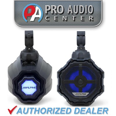 SPV-65RGB-CAN Alpine 6.5'' Marine RGB LED Lighted Coaxial Speakers+ Black Cans