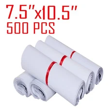 500 Bags 7.5x10.5 2.5MIL White Poly Mailers Shipping Envelopes Self Sealing Bags