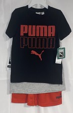 Puma Kids 3 Piece Outfit Shirt Tank and Short  Black, Grey and Red Size 4 NWT