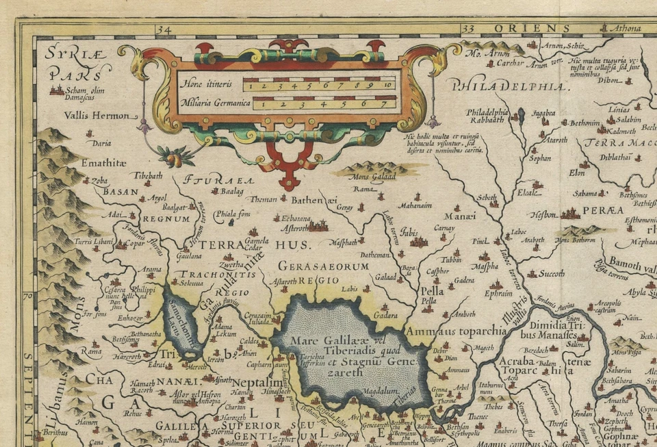 Antique Map "Terra Sancta" (Holy Land) Mercator - Hondius, c.1610 - Image 4 of 4