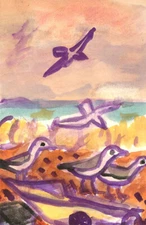 Michael Davies (b.1947) - Contemporary Watercolour, Motorboat & Gulls