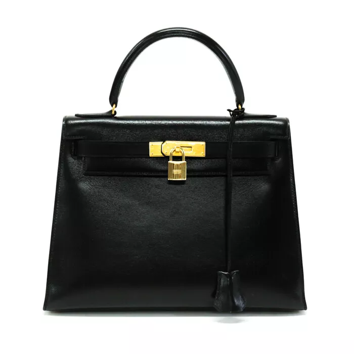 Hermes Kelly 32 Black Box Calf Retourne Palladium – The Bag Broker