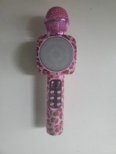 Pink Karaoke Microphone with LED lights and speaker