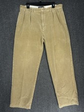 VTG Polo Ralph Lauren Andrew Pants Mens 36x31 tag 38x32 Khaki Corduroy Pleated