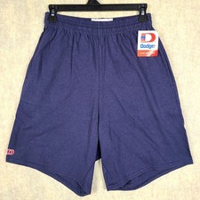 VTG Dodger Gym Shorts Mens Size M Deadstock NWT 90s USA Cotton Navy 7" Inseam