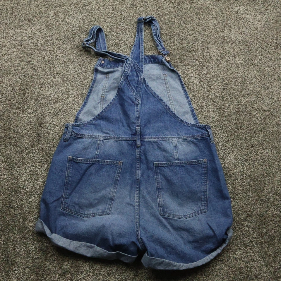 We The Free Ziggy Shortall Para Mujer Grande Azul Denim Mono Puño Enrollado Pantalones Cortos Foto 2 de 4