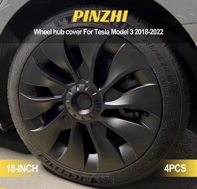 Tesla Model 3 Radkappen 4 Schwarz Matt 18ZollFelgen 2018-2023 Black