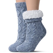 Slipper Socks for Women with Grippers Non Slip, Sherpa Lined Cozy Fuzzy House...