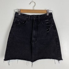 Country Denim Womens Black A Line Cutoff Denim Skirt Size 8 Very Good SSA97