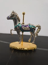 The Franklin Mint, Vintage World of Carousel Horses titled "Silver" Nice & Solid