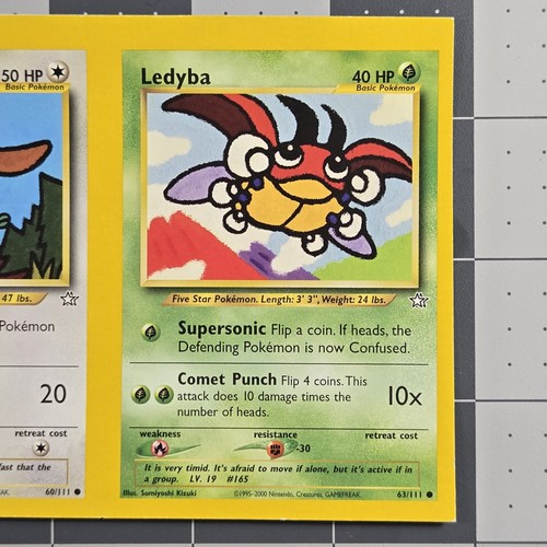 Pokemon Uncut Sheet NFC Miscut Error Hoothoot Ledyba Neo Genesis Cards - Picture 10 of 14