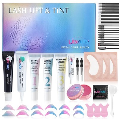 Lash Lift and Black Color Kit, 4 in 1 Eyelash Perm and Brow Lamination Set, P...