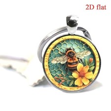 Bee Sunflower Honeycomb Keychain Summer Key Ring Backpack Purse Bag Car Charm
