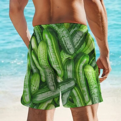 Cucumber Funny Vegetable Hawaiian Shorts Mens Swim Beach