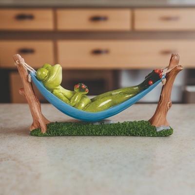 8''W Frog on Hammock Figurine Ornament Home Decor Unique Gift
