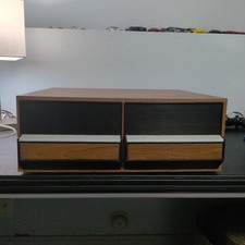 VTG Wood Grain VHS Storage 24 VHS Or 38 Audio Cassette Storage Nice Condition