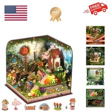 DIY Miniature House Kit, Forest Book Nook Kit with Music, 3D Wooden Puzzles f...