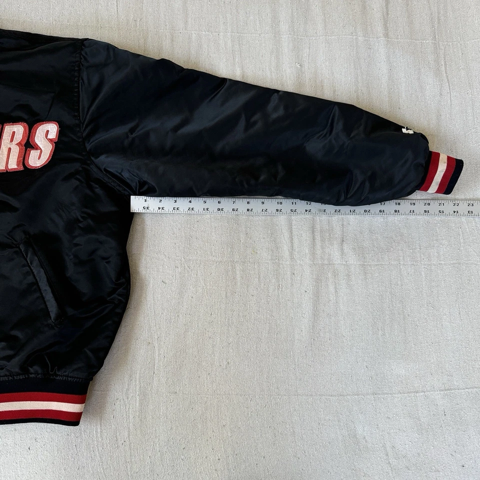 vtg PORTLAND TRAILBLAZERS Satin Starter Jacket XL Black 90s BLAZERS NBA spellout - Image 4 of 4