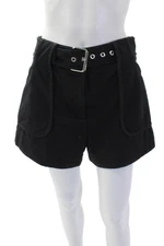 Derek Lam 10 Crosby Womens Cotton High-Rise Belted Denim Shorts Black Size 6